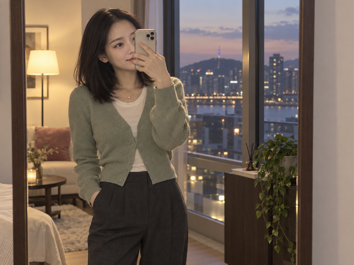 경기도 김포시 이동과 방문 일정을 안내하는 젊은 성인 한국 여성 관리사